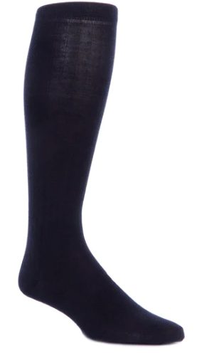 Black Solid Ribbed Cotton Sock Linked Toe OTC