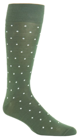 Forest Green with Cream Dot Cotton Sock Linked Toe OTC