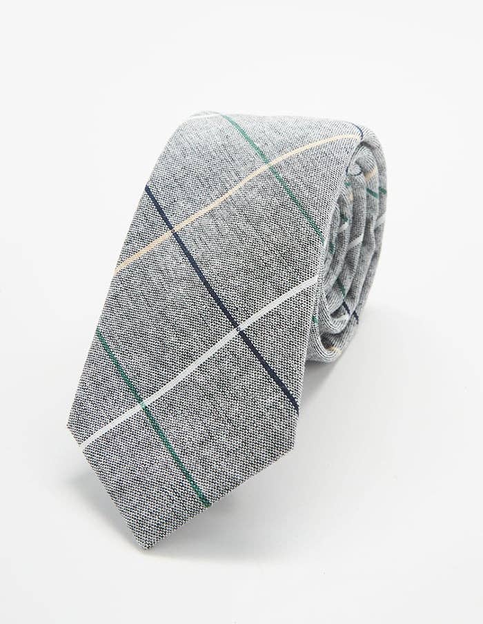 Admiral Row - Grey Patterned Skinny Tie