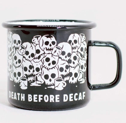 Pyknic - Death Before Decaf Enamel Mug