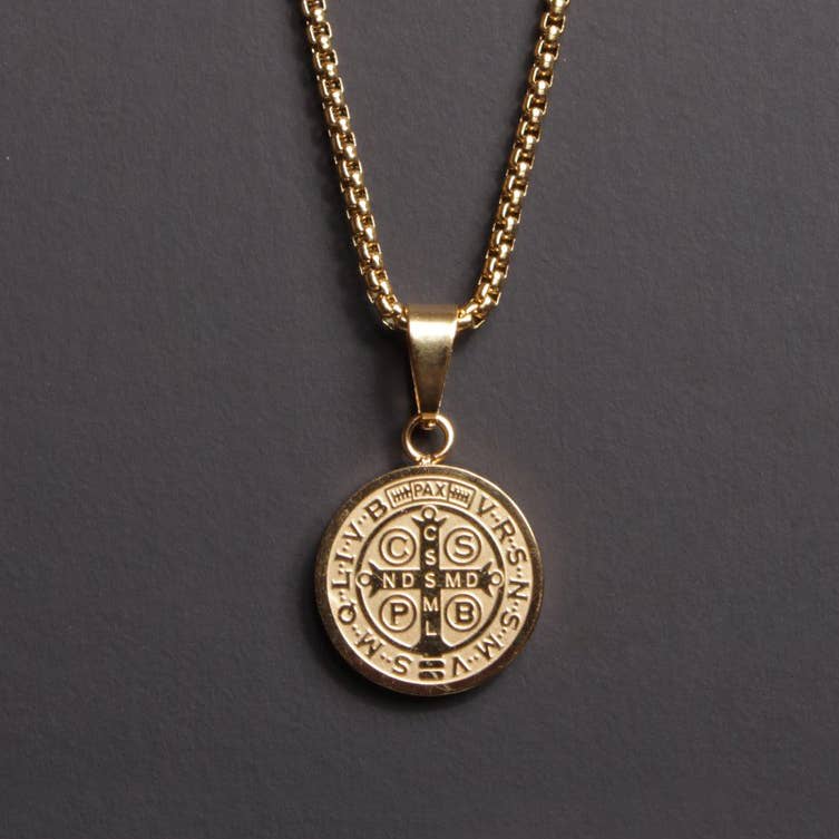 We Are All Smith - GOLD ST. BENEDICT MEDAL MEN'S NECKLACE (SMALL)
