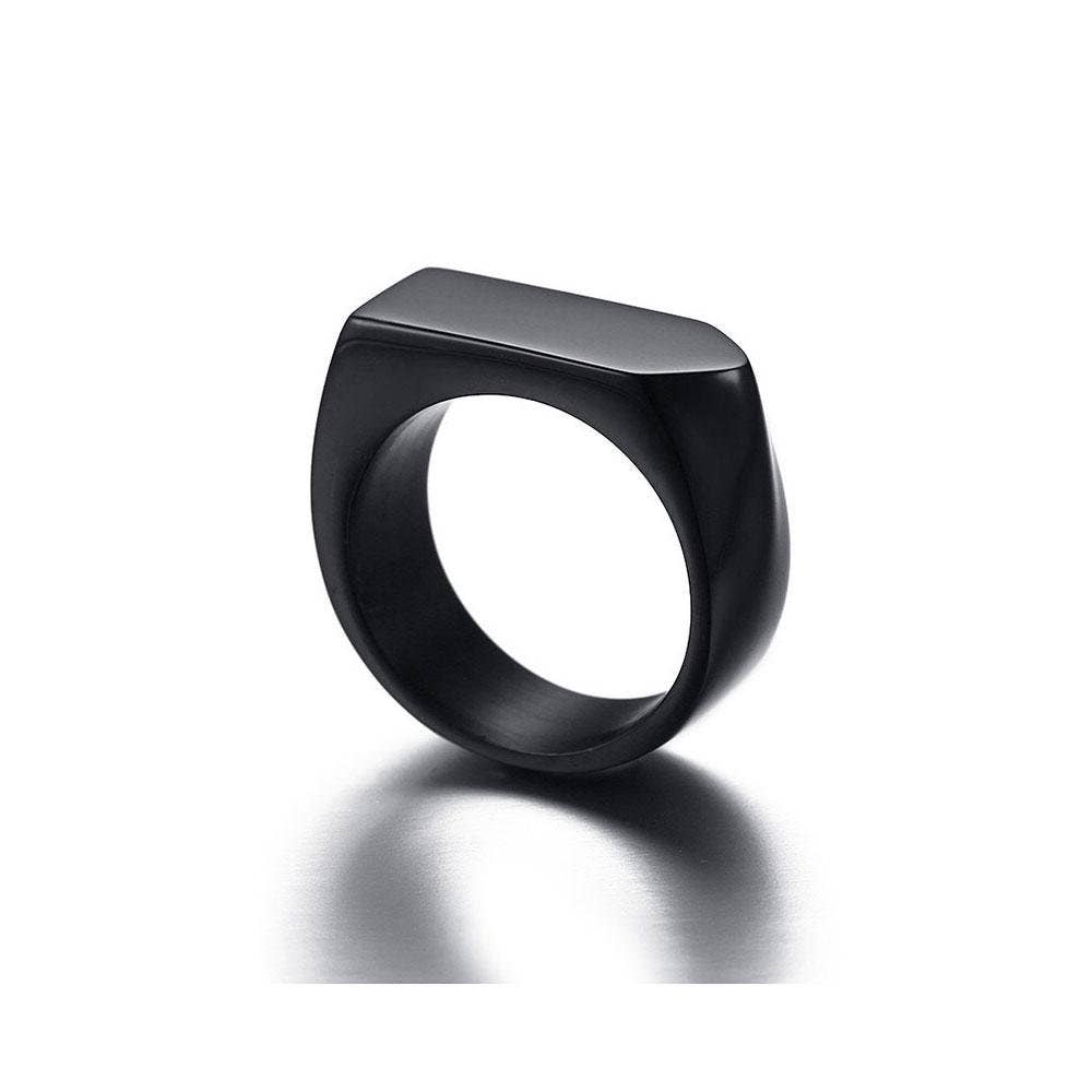 SEVEN50 - Stainless Steel High Polish Black or White Square Signet band Ring