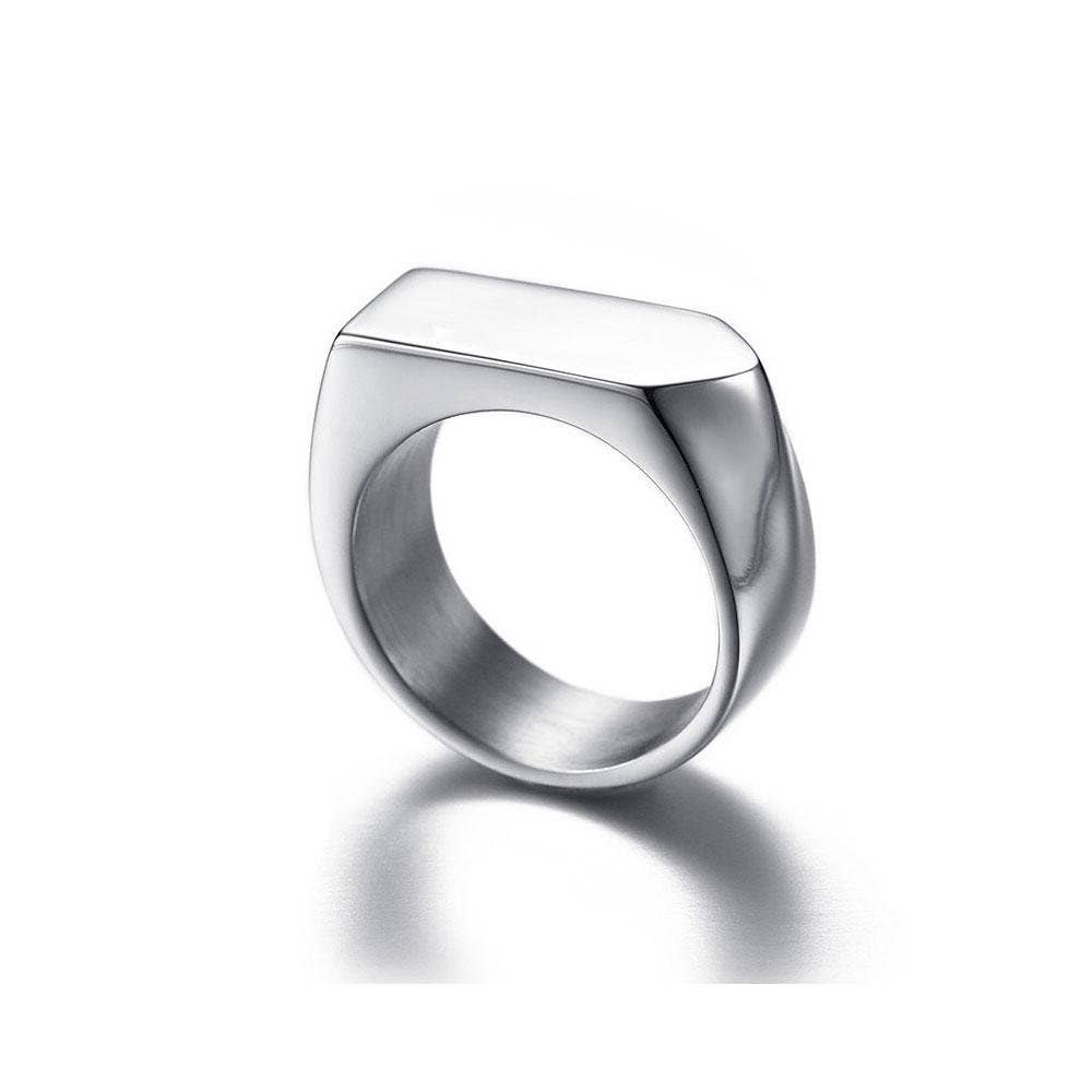 Stainless Steel High Polish Black or White Square Signet band Ring