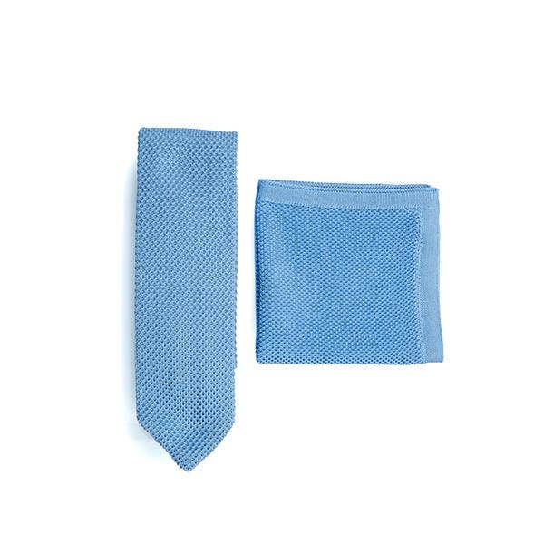 Broni&Bo - Bluebell Knitted Tie and Pocket Square Set