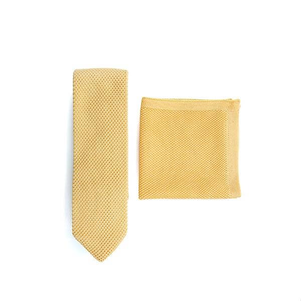 Broni&Bo - Mellow Yellow Knitted Tie and Pocket Square Set