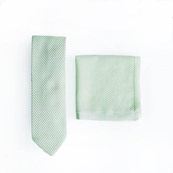Broni&Bo - Peppermint Knitted Tie and Pocket Square Set