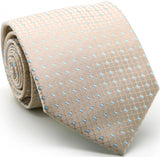 Ferrecci - Mens Dads Classic Beige Geometric Pattern Business Casual Necktie & Hanky Set UO-1