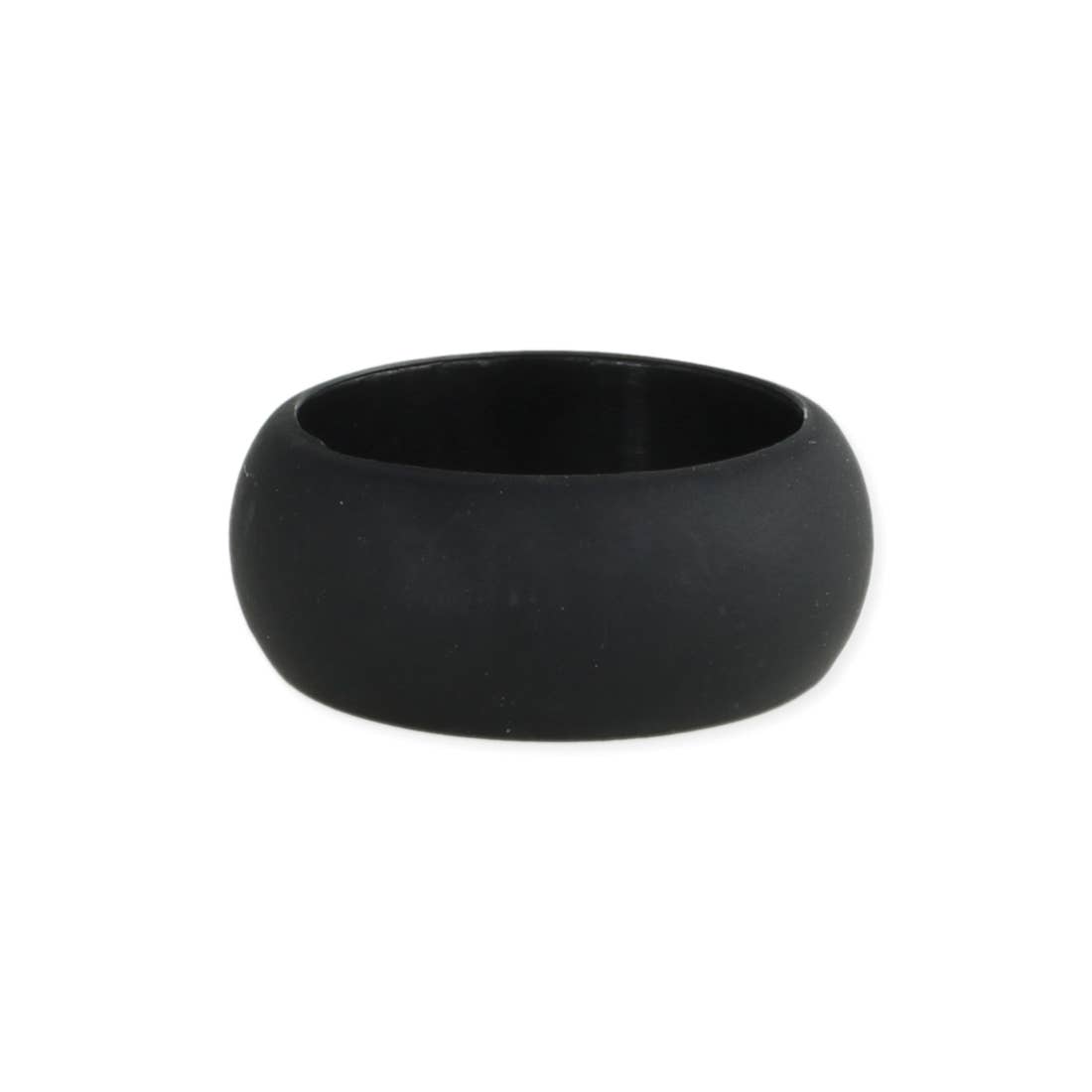Wide Black Silicone Band Men's Ring