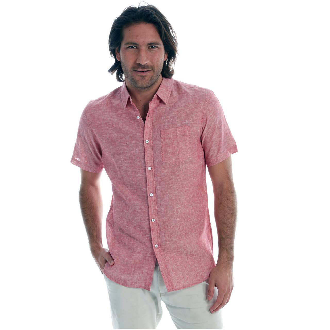 PX - Short Sleeve Solid Linen Shirt
