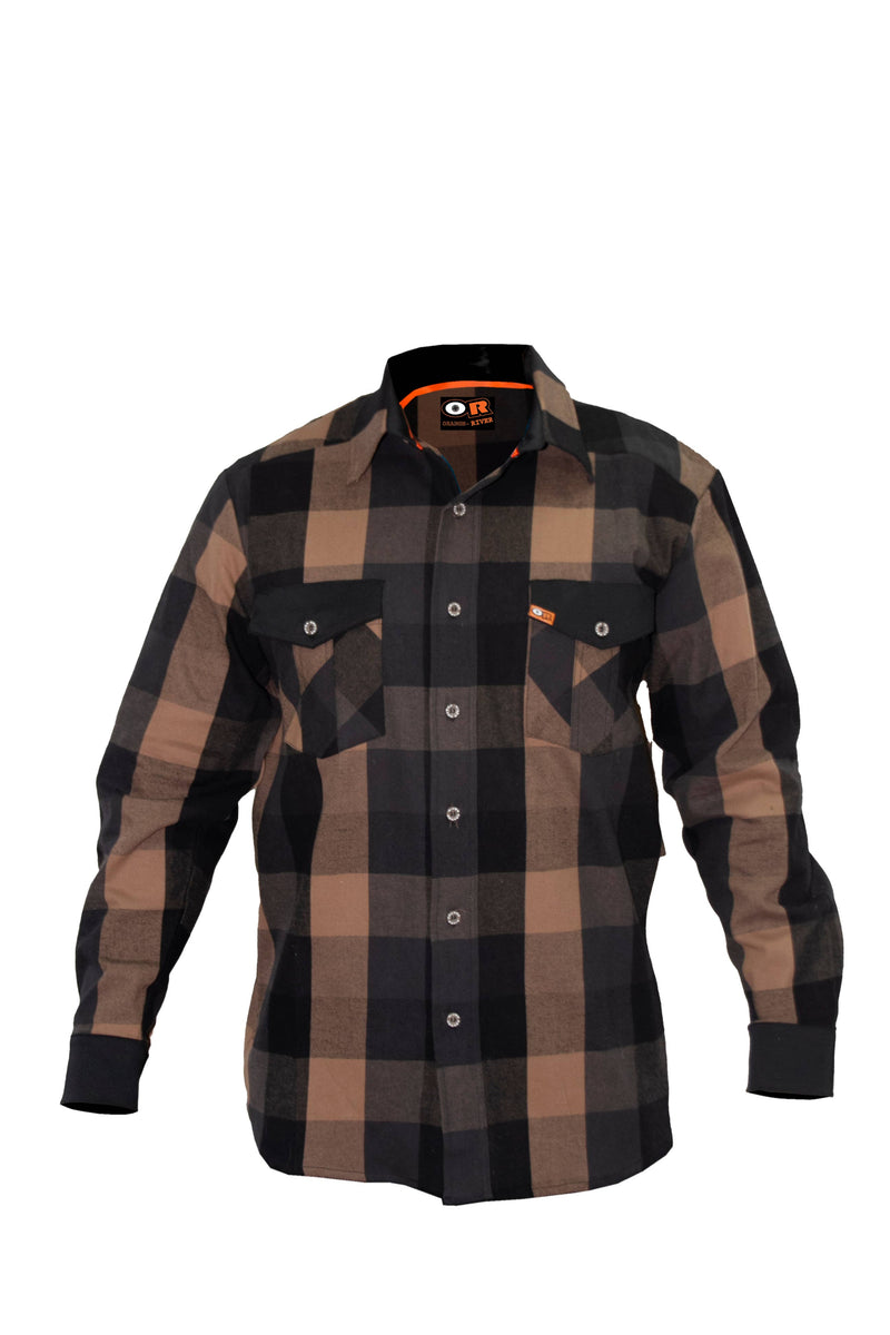 Orange River - OR® Billy Relax fit Stretch Cotton Suede Plaid Mens Shirts