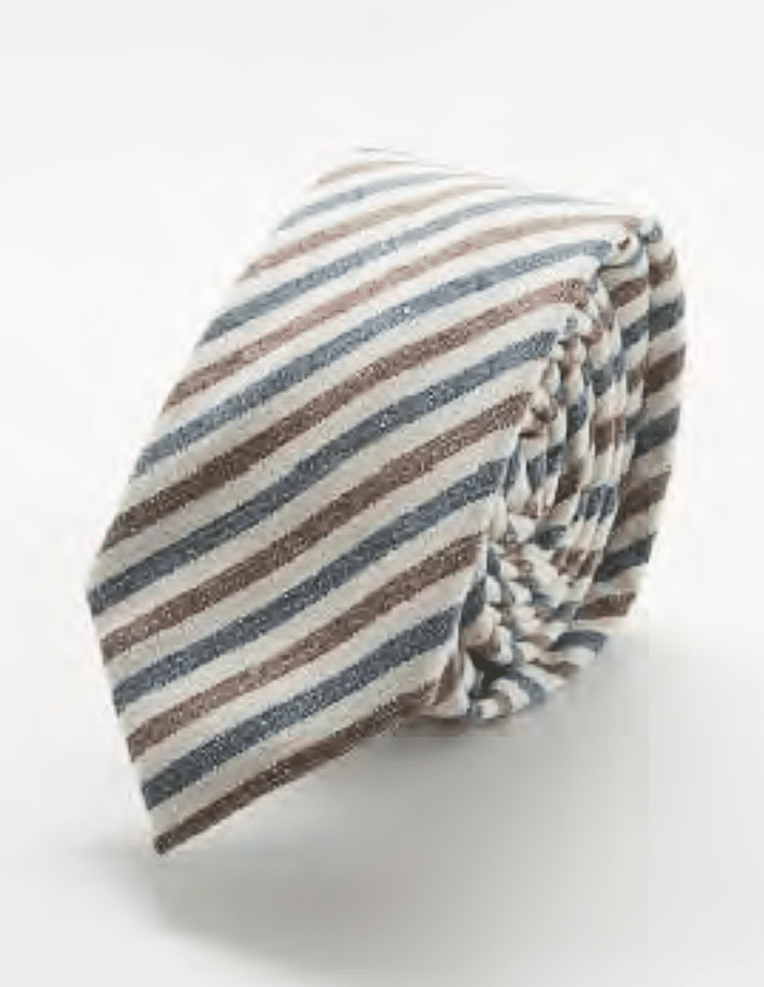Admiral Row - Blue and Brown Thin Striped Skinny Tie