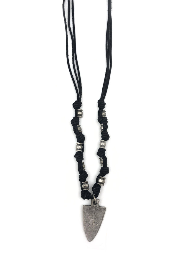 Arrowhead on Knotted Leather Men's Necklace