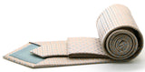 Ferrecci - Mens Dads Classic Beige Geometric Pattern Business Casual Necktie & Hanky Set UO-1
