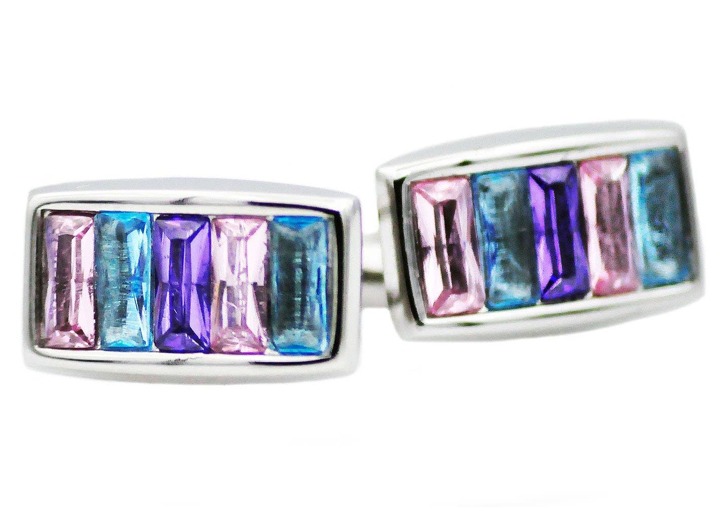 Blackjack Mens Jewelry - Mens  Cuff Links With Multicolored Crystals