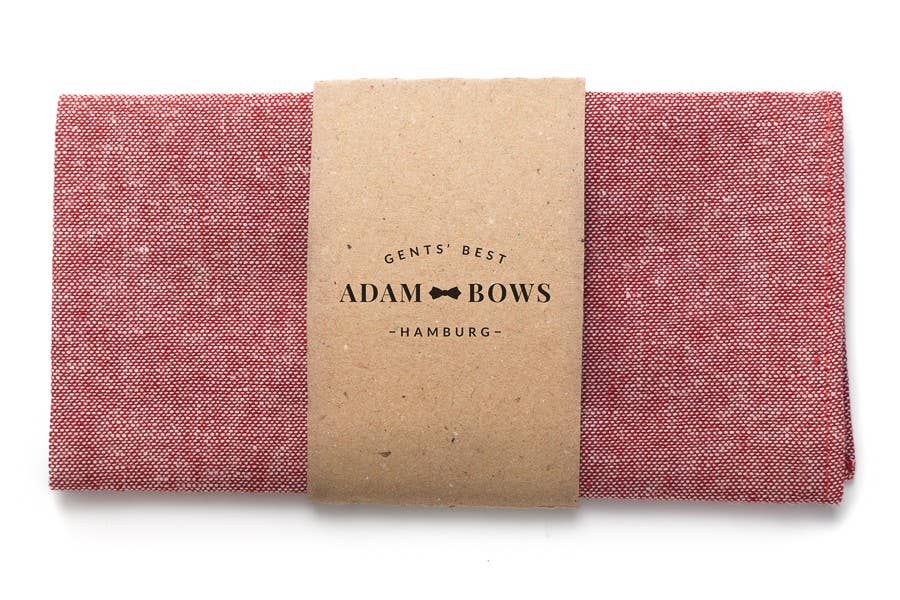 Adam Bows - Rotes Einstecktuch aus Leinen mit grober Struktur