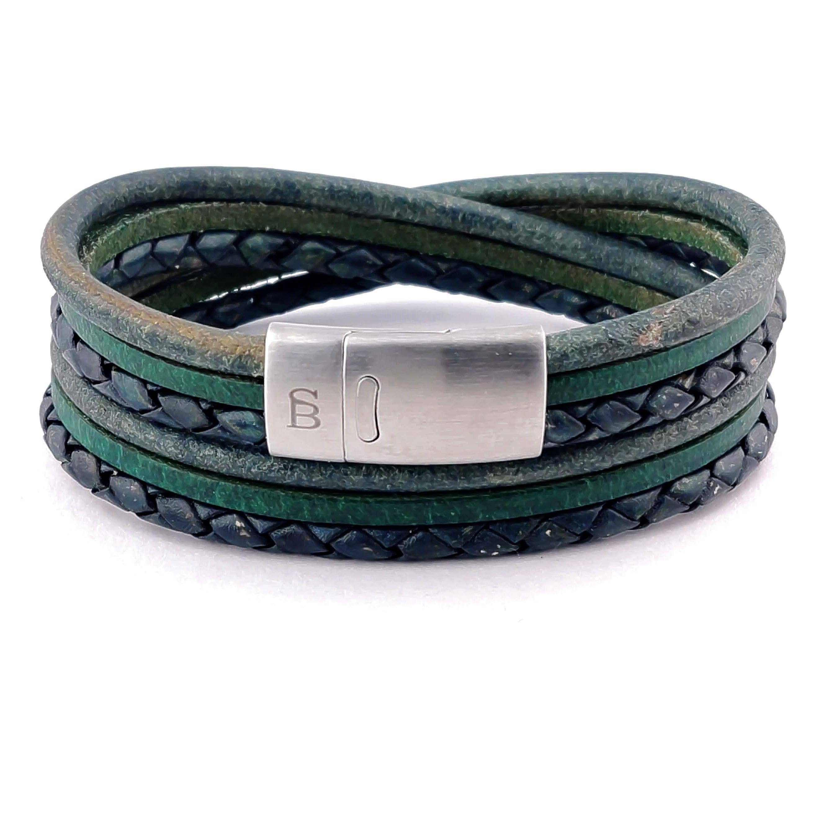 Steel and Barnett - Leather Bracelet Bonacci - Dark Green