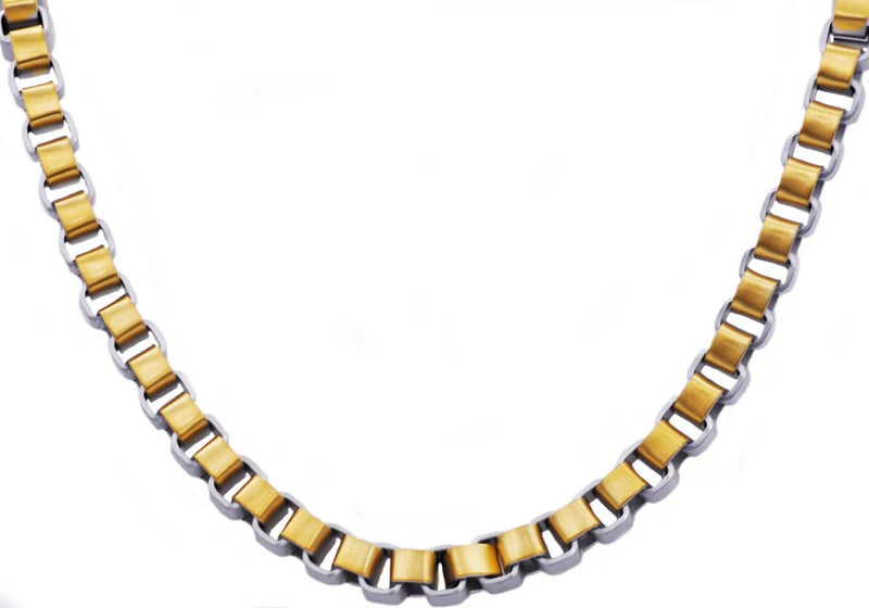 Blackjack Mens Jewelry - Mens Gold   Two Tone Box Link Chain Necklace