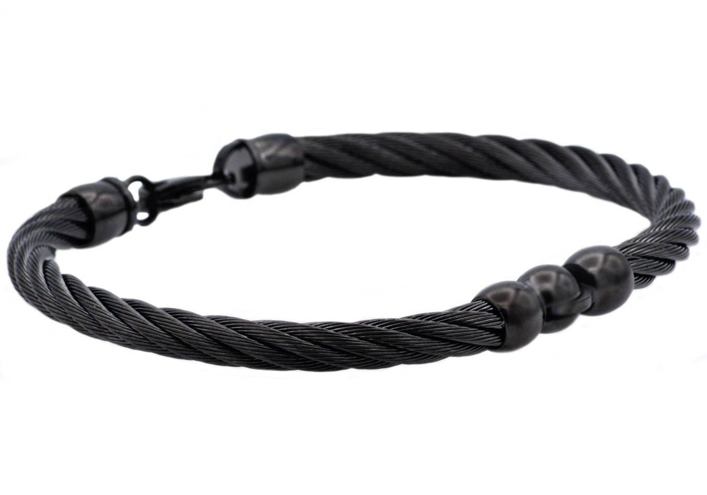 Blackjack Mens Jewelry - Mens Black Plated  Wire Bangle Bracelet