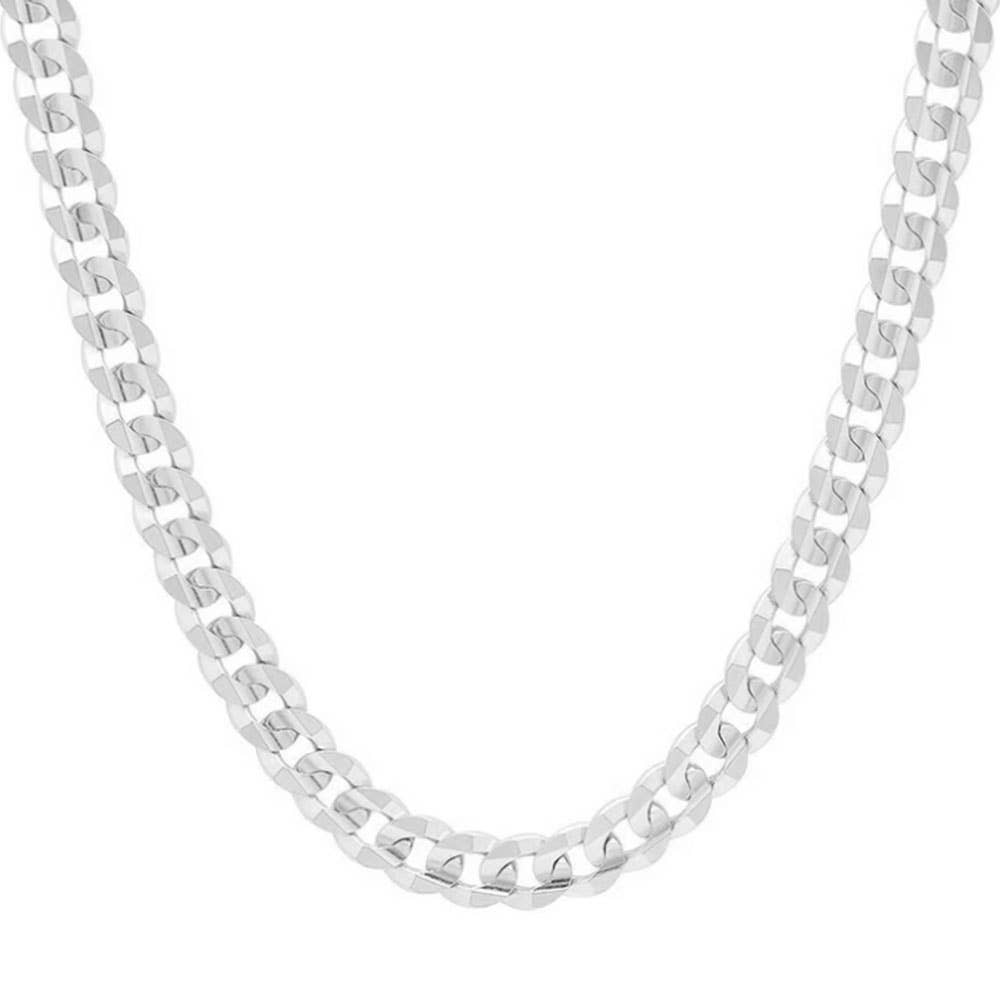 Sterling Silver 925 Flat Curb Link Chain Necklace