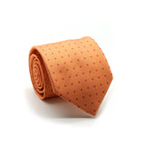 Ferrecci - Mens Dads Classic Orange Square Pattern Business Casual Necktie & Hanky Set SO-2