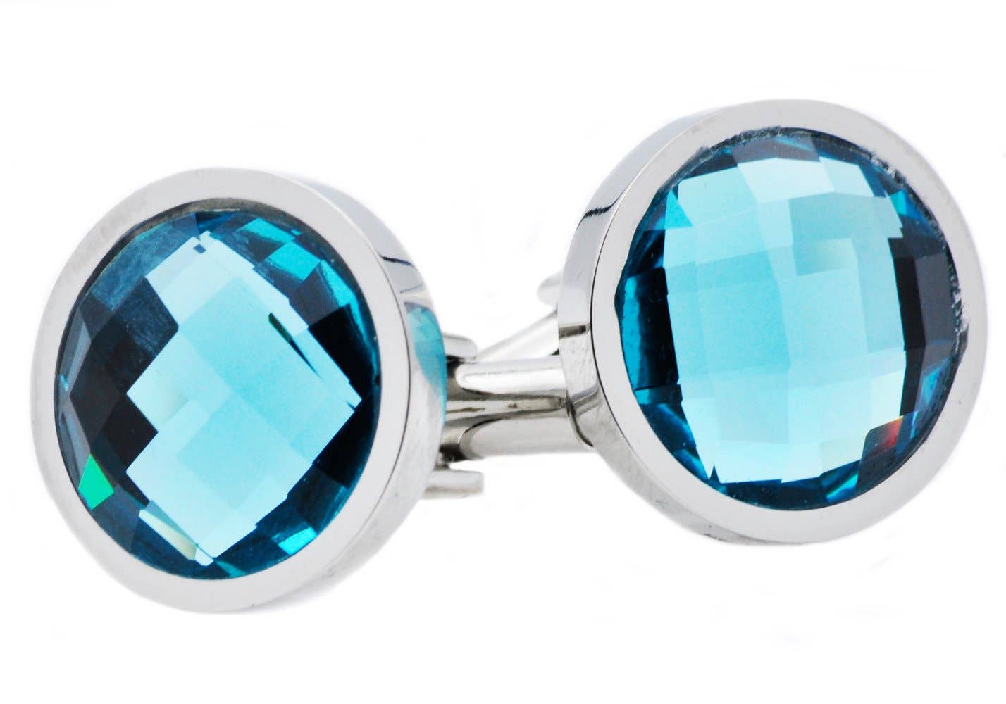 Blackjack Mens Jewelry - Mens  Cuff Links With Blue Crystals