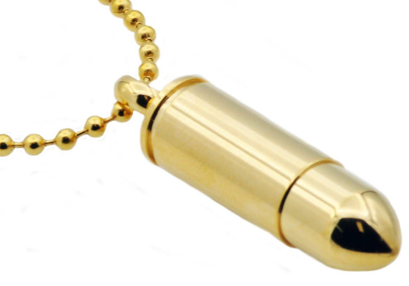 Blackjack Mens Jewelry - Mens Gold  Bullet Pendant Necklace
