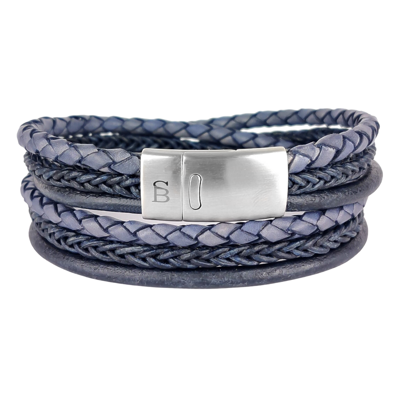Steel & Barnett - Leather Bracelet Bonacci - Denim Blue