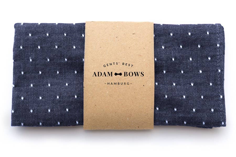 Adam Bows - Blaues Einstecktuch mit weißen Punkten