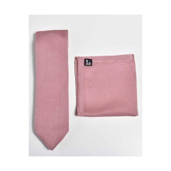 Broni&Bo - Antique Rose Knitted Tie and Pocket Square Set