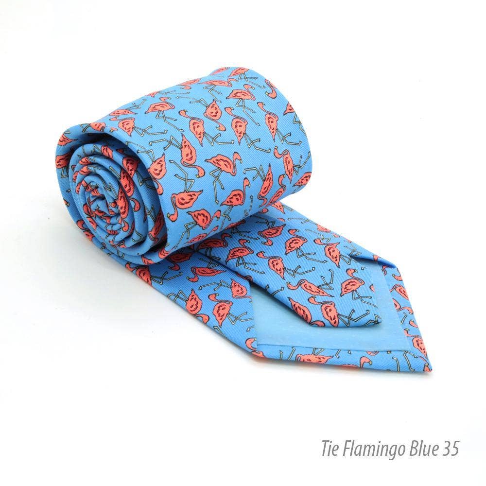 Ferrecci - Flamingo Blue Necktie with Handkerchief Set
