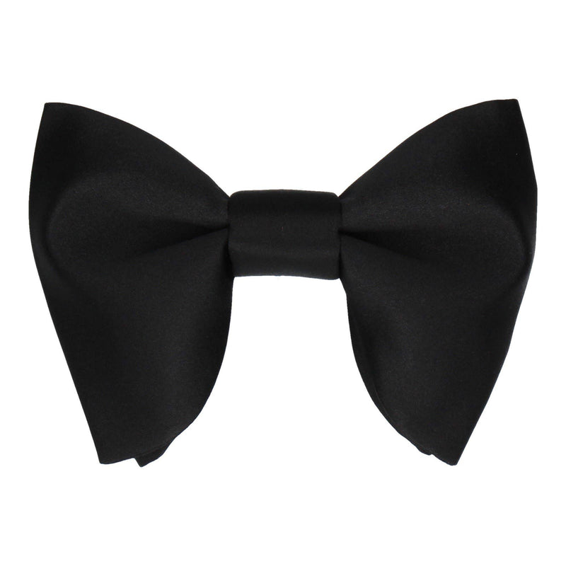 Mrs Bow Tie - Plain Solid Black Satin Large Evening Bow Tie
