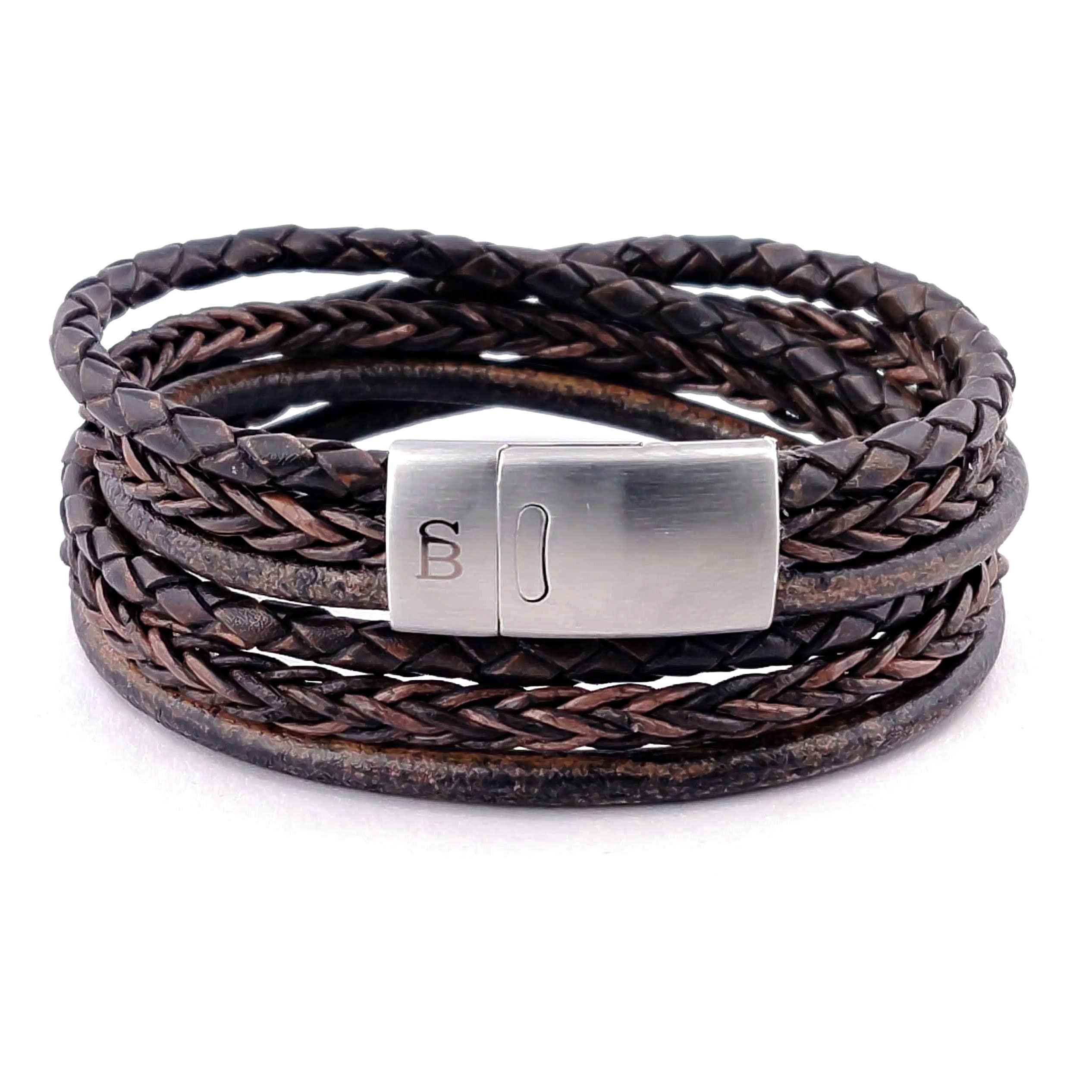 Steel and Barnett - Leather Bracelet Bonacci -  Dark Brown