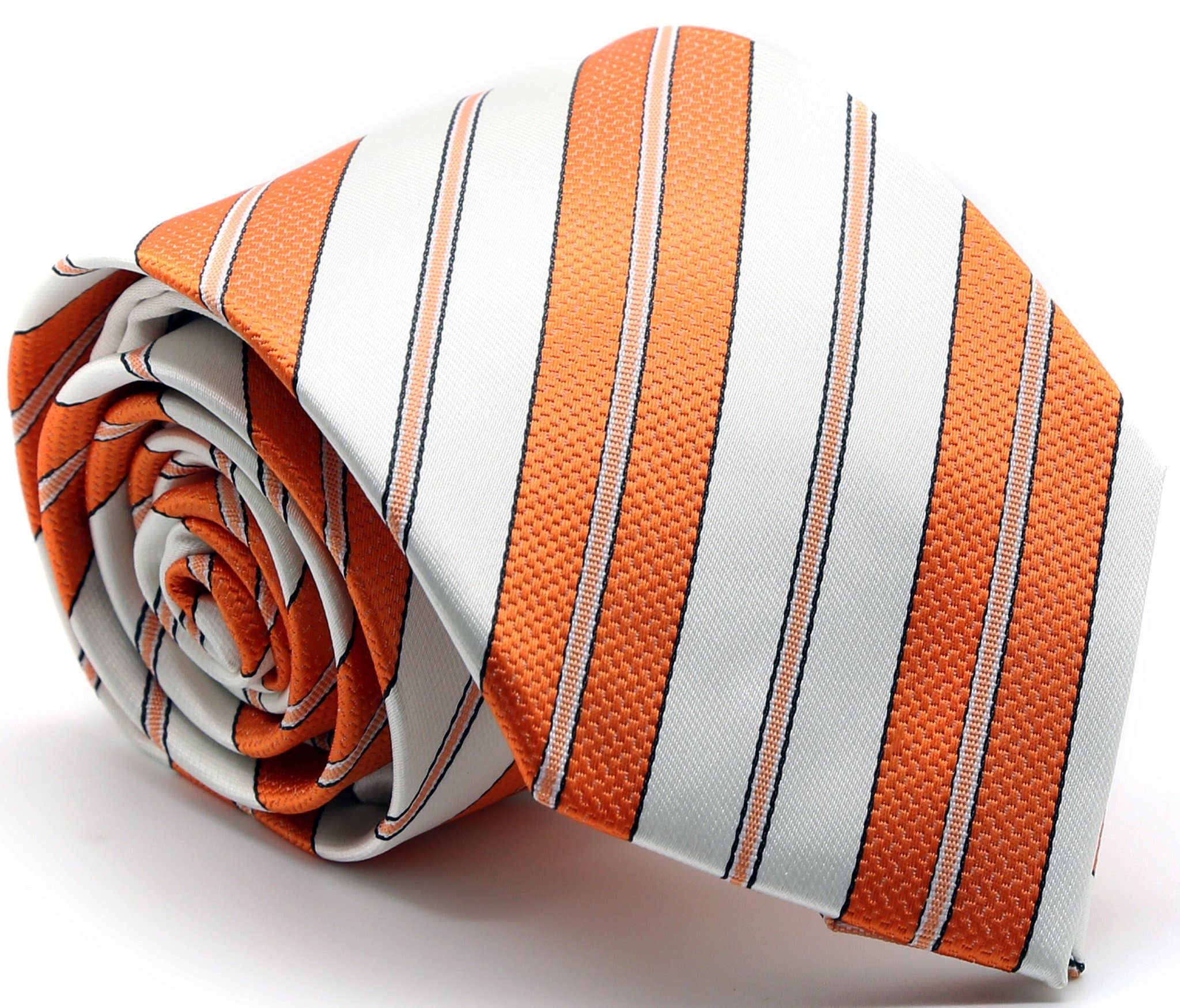 Ferrecci - Mens Dads Classic Gold Striped Pattern Business Casual Necktie & Hanky Set F-11