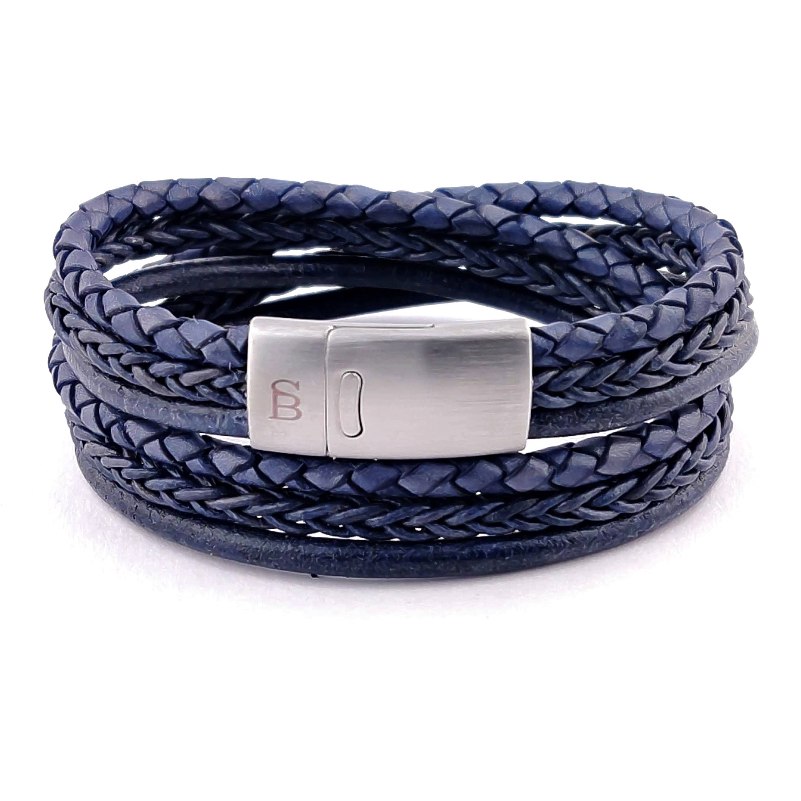 Steel and Barnett - Leather Bracelet Bonacci - Denim Blue