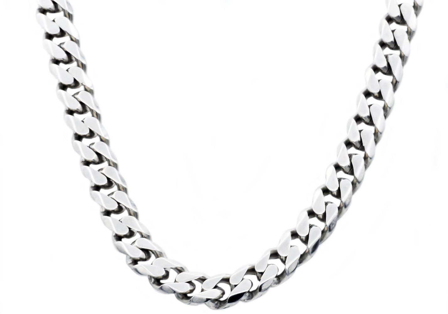 Mens 10mm Stainless Steel Curb Link Chain Necklace